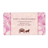 Roze & Bruine Bloemen Swirls - Aangepaste tekst Etiket (Voorkant)