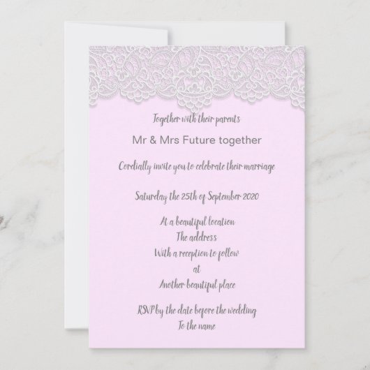 roze bruine bruiloft met kant kaart (Voorkant)