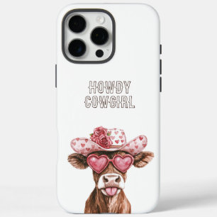 Roze Bruine Cacao Koeien Hartjes Cowgirl iPhone 16 Pro Max Hoesje