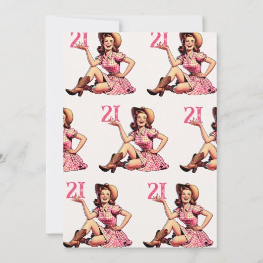 Roze Bruine Cowgirl Verjaardagsuitnodiging Kaart (Achterkant)