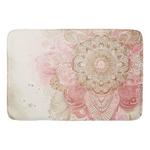 Roze Bruine Crème Mandala Boheemse Boho Mode Badmat