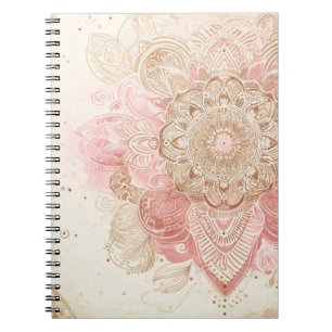 Roze Bruine Crème Mandala Boheemse Boho Mode Notitieboek