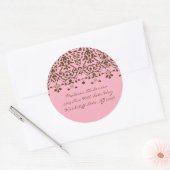 Roze & Bruine Damast Adreslabel Ronde Sticker (Envelop)