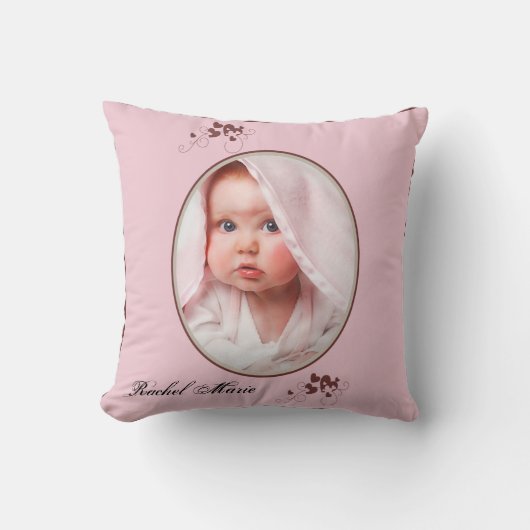 Roze bruine Giraffe Baby Keepomwille Pillow Kussen (Voorkant)