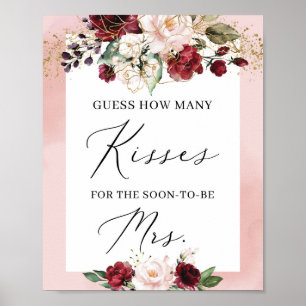 Roze bruine goudfloral hoeveel kussens er zijn poster