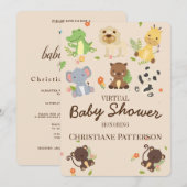 Roze bruine kattenbaby's Virtueel Baby shower Kaart (Voorkant / Achterkant)