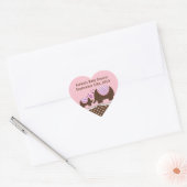 Roze & Bruine Olifant Baby shower Hart Sticker (Envelop)