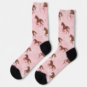 Roze Bruine Paarden Sokken (Links)