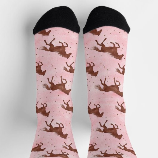 Roze Bruine Paarden Sokken (Top)