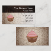 Roze/bruine perskoeken visitekaartje (Voorkant / Achterkant)