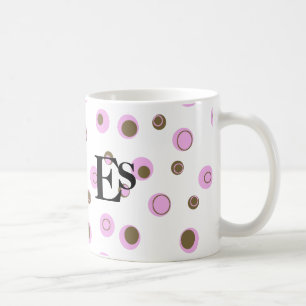 Roze bruine poladots monogrammen koffiemok