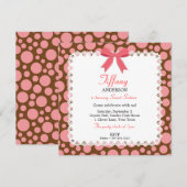 Roze & Bruine Polka Dots w / Lace Sweet 16 Verjaar Kaart (Voorkant / Achterkant)