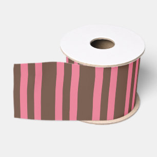 Roze Bruine Strepen Patroon Grosgrain Lint