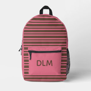Roze Bruine Strepen Personaliseer Patroon Bedrukte Rugzak
