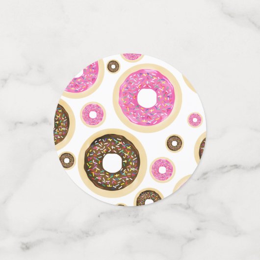 Roze & Bruine Strooi Donuts Leuk Partij Tafel Deco Confetti (Kleine voorkant)