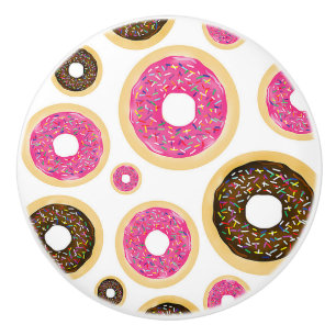 Roze & Bruine Strooidonuts Modern Fun Cute Keramische Knop