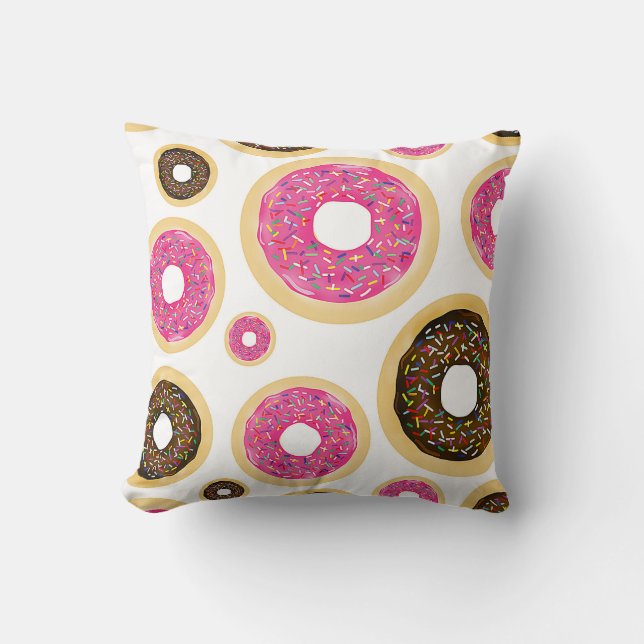 Roze & Bruine Strooidonuts Modern Fun Cute Kussen (Voorkant)