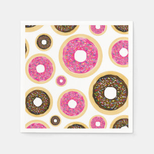 Roze & Bruine Strooidonuts Moderne Verjaardagsfees Servetten
