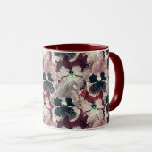 Roze, bruine waterverf bloemen mok (Voorkant rechts)