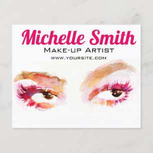 Roze Bruine Waterverf Oog Make-up Artiest Flyer