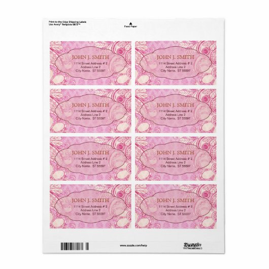 Roze & bruine wervelingen - aangepaste tekst etiket (Full Sheet)