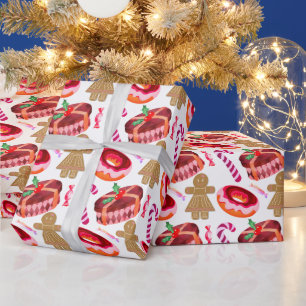 Roze bruingeborste donuts Gingerbrood Girls Candy  Cadeaupapier