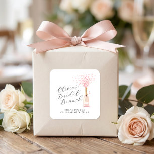 Roze Bruisende Brunch Bedankt Bruidsdiner Vierkante Sticker