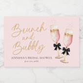 Roze Brunch en Bruisende Bruidsmeisjesuitnodiging Sparkling Wijnetiket (Enkel label)