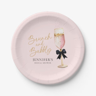 Roze Brunch en Bruisende Bruiloft Borrel Papieren Bordje