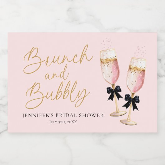 Roze Brunch en Bruisende Bruiloftsdouche Sparkling Wijnetiket (Enkel label)