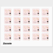 Roze brunch en bubbels bedankt vierkante sticker (Vel)