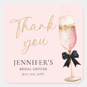 Roze brunch en bubbels Bedankt Vierkante Sticker