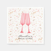 Roze brunch en bubbels bruiloftsborrel servet (Voorkant)