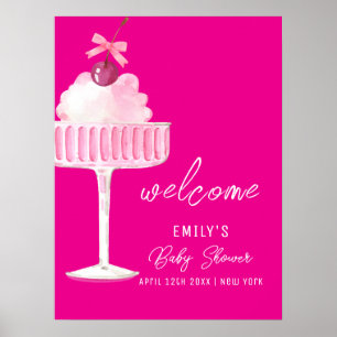 Roze Brunch Kers Champagne Baby Shower Welkom Poster