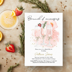 Roze Brunch & Mimosas Cocktail Bruidsfeestje Kaart