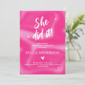 Roze Brushstrokes y2k retro Afstuderen Kaart (Staand voorkant)