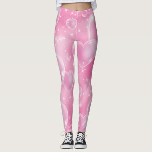 Roze Bubbel Hartjes Schattig Meisjesachtig 90's Leggings