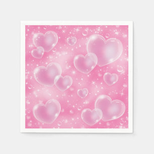 Roze bubbelhartjes Mooie meisjesachtige stijl jare Servet