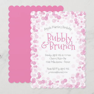 Roze bubbels en brunch party kaart