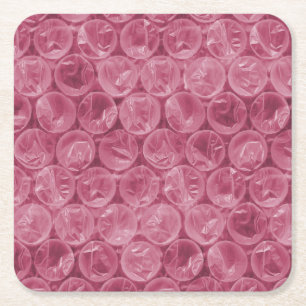 Roze bubbelverpakkingspatroon vierkante kartonnen onderzetter