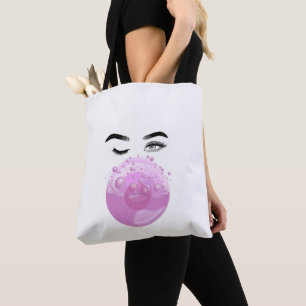 Roze Bubble Gum Esthetiek, Cute Pastel Retro Stijl Draagtas