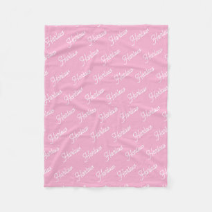 Roze Bubblegom op maat kids naam herhaling Fleece Deken