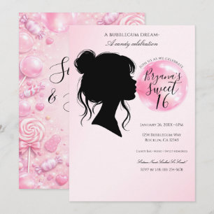 Roze Bubblegum Droom Snoep Zoete 16 Viering   Kaart