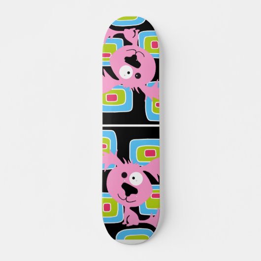 Roze Bubblegum Retro Dog Skateboard (Voorkant)