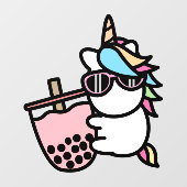 Roze bubelthee & unicorn raamsticker (Vel)