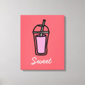 Roze bubelthee van melk canvas afdruk (Voorkant)