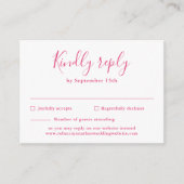 Roze Budget Minimale Bruiloft RSVP Kaart (Voorkant)