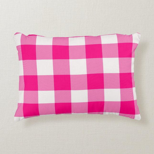 Roze Buffalo Plaid  Accent Kussen (Voorkant)