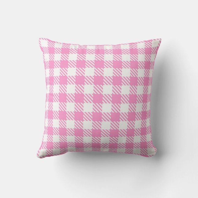 Roze Buffel Plaid Patroon Kussen (Achterkant)
