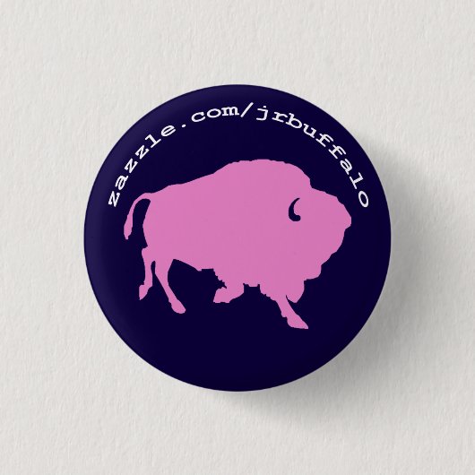 roze buffel ronde pin button 3,2 cm (Voorkant)